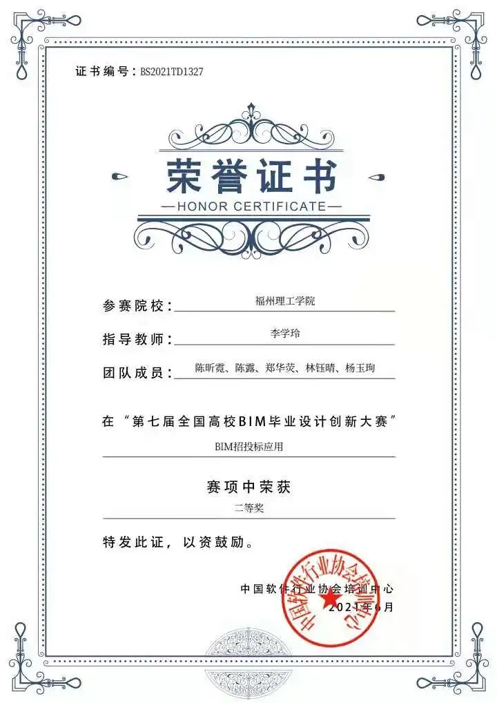 福州理工学院学子在第七届“全国高校BIM毕业设计 创新大赛”中获奖